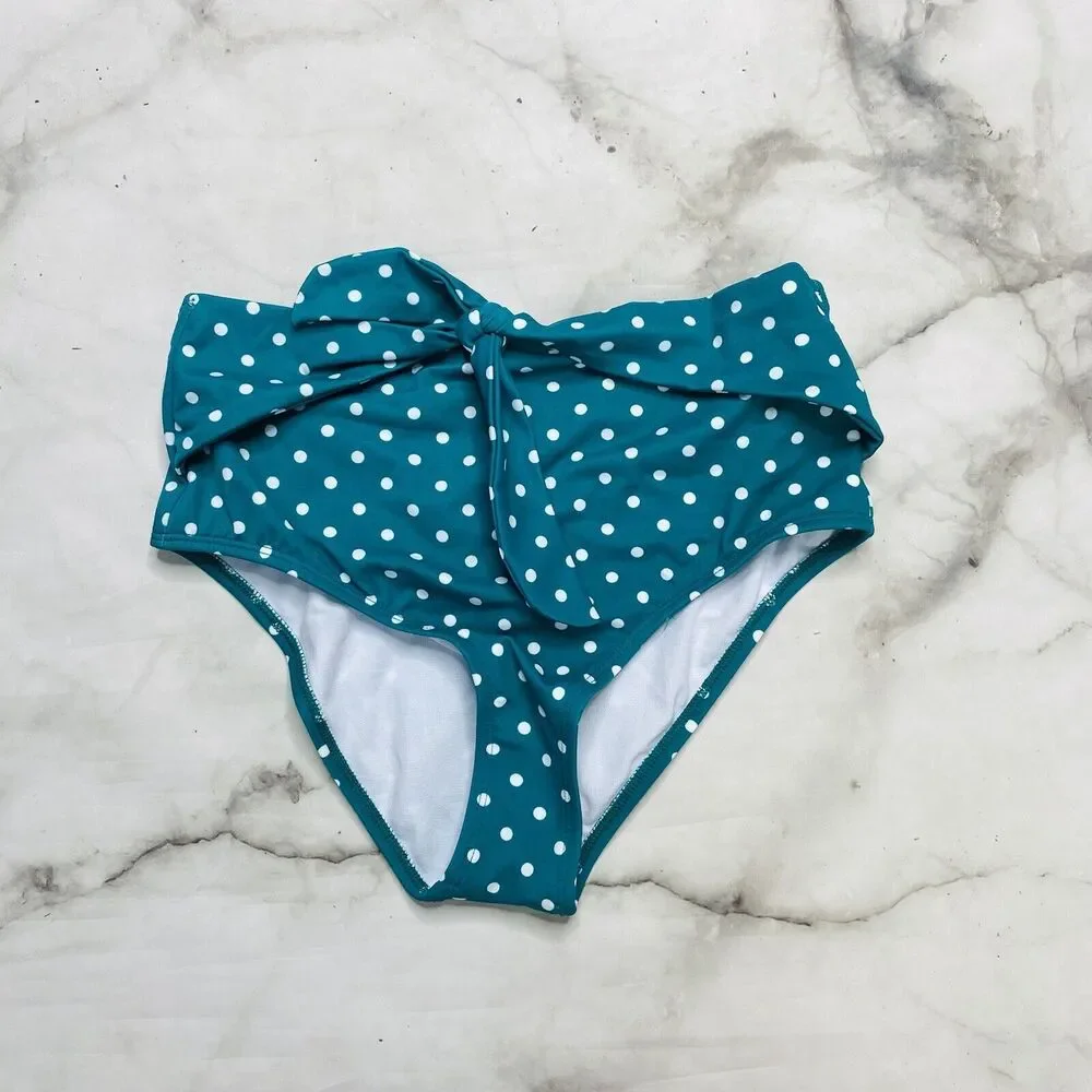 Salt + Cove Juniors Dot it Goin On High-Waist Bikini Bottoms Green Size XS Belt